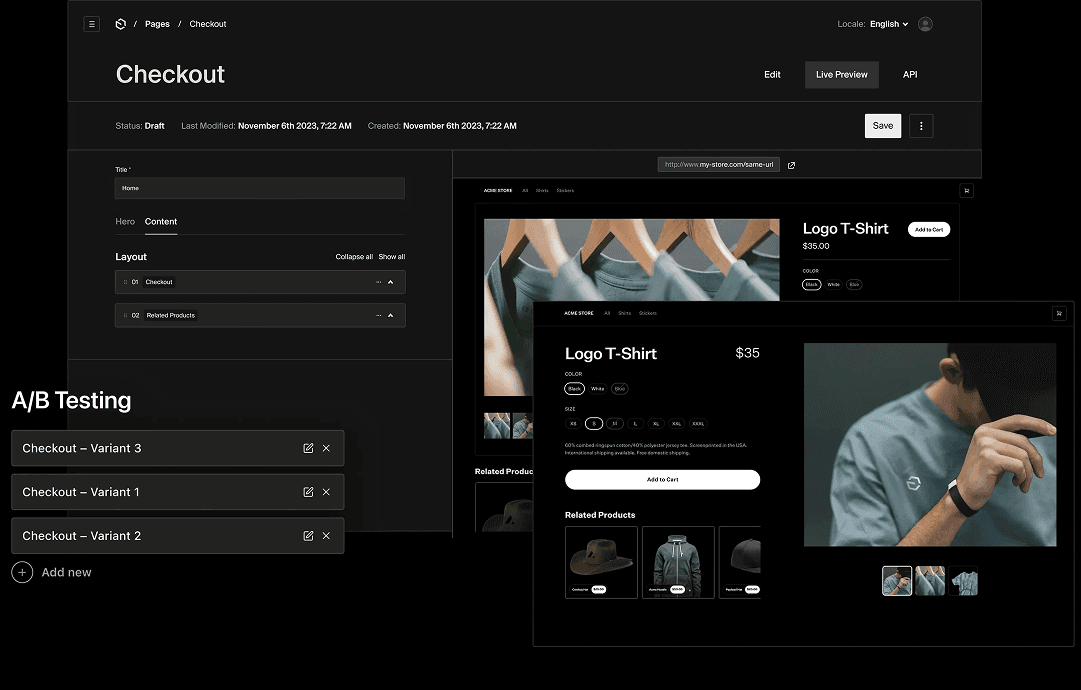 Payload CMS content management and A/B testing feature